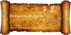 Hofmeister Elza névjegykártya